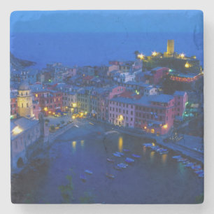 Europa, Italië, Cinque Terre, Vernazza. Heuvelacht Stenen Onderzetter