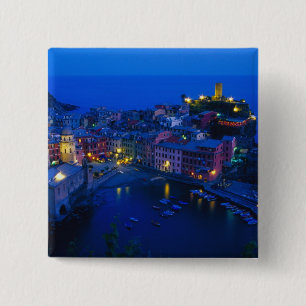 Europa, Italië, Cinque Terre, Vernazza. Heuvelacht Vierkante Button 5,1 Cm