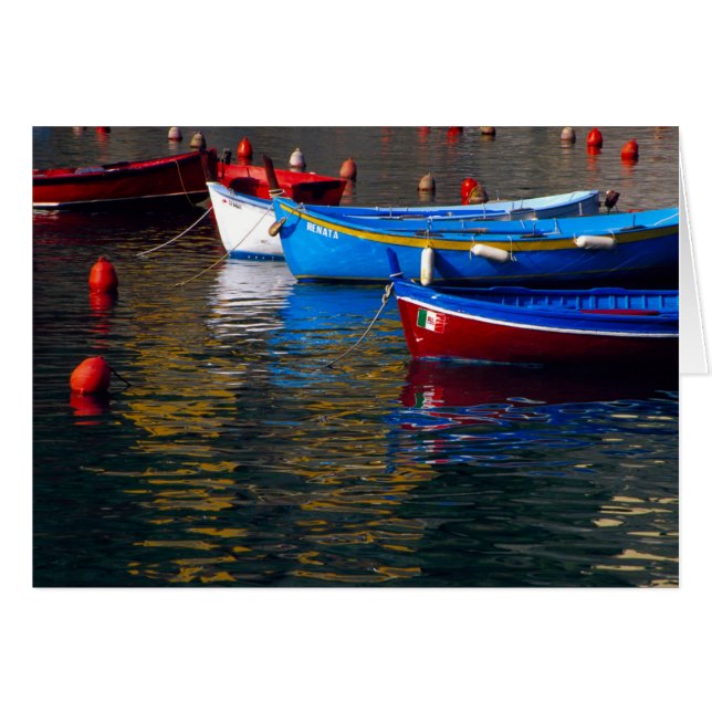 Europa, Italië, Cinque Terry, boten in Vernazza (Voorkant Horizontaal)