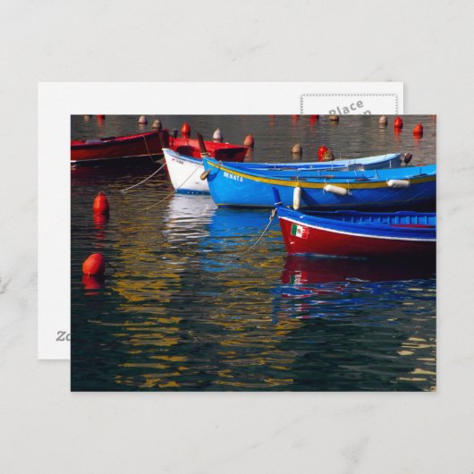 Europa, Italië, Cinque Terry, schepen in Vernazza Briefkaart (Voorkant / Achterkant)