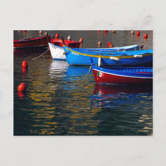 Europa, Italië, Cinque Terry, schepen in Vernazza Briefkaart (Voorkant)