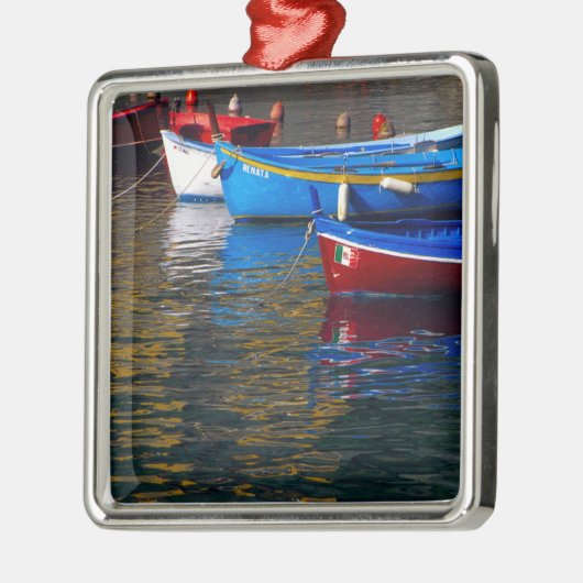 Europa, Italië, Cinque Terry, schepen in Vernazza Metalen Ornament (Links)