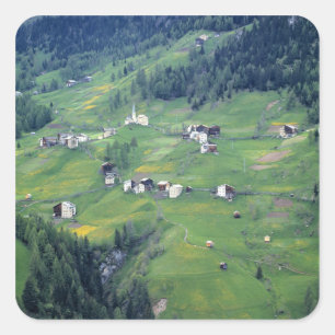 Europa, Italië, Dolomiet Alpen. Dit kleine dorpje Vierkante Sticker