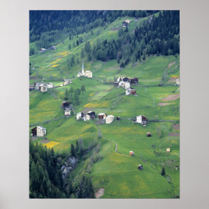 Europa, Italië, Dolomietalpen. Dit kleine dorp Poster