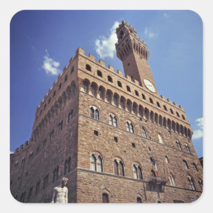 Europa, Italië, Florence. De middeleeuwse Plazzo Vierkante Sticker