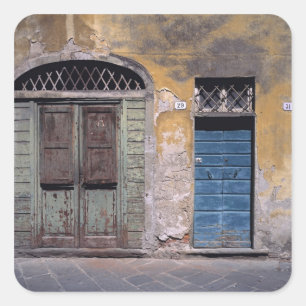 Europa, Italië, Lucca. Deze oude deuren voegen Vierkante Sticker