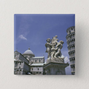 Europa, Italië, Pisa, Leaning Tower of Pisa Vierkante Button 5,1 Cm
