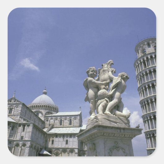 Europa, Italië, Pisa, Leaning Tower of Pisa Vierkante Sticker (Voorkant)