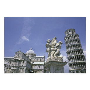 Europa, Italië, Pisa, Scheve Toren van Pisa Foto Afdruk