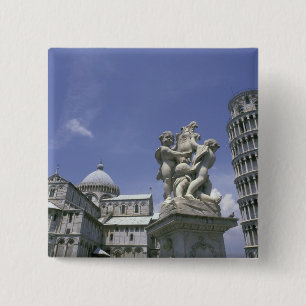 Europa, Italië, Pisa, Scheve Toren van Pisa Vierkante Button 5,1 Cm
