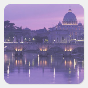 Europa, Italië, Rome. Sint-Pieter en Ponte Sant Vierkante Sticker
