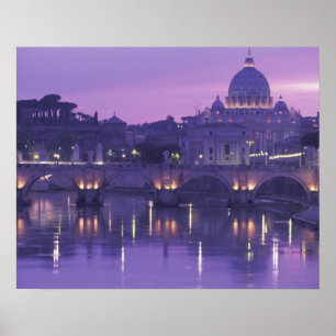 Europa, Italië, Rome. St. Peter's en Ponte Sant Poster