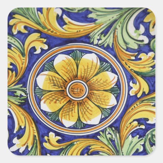 Europa, Italië, Sicilië, Taormina. Traditioneel 4 Vierkante Sticker (Voorkant)