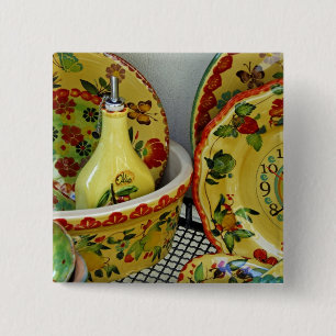 Europa, Italië, Sicilië, Taormina. Traditioneel 8 Vierkante Button 5,1 Cm