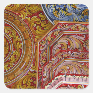 Europa, Italië, Sicilië, Taormina. Traditionele 2 Vierkante Sticker