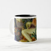 Europa, Italië, Sicilië, Taormina. Traditionele 9 Tweekleurige Koffiemok (Voorkant links)