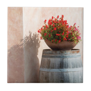 Europa, Italië, Toscane. Bloempot Tegeltje