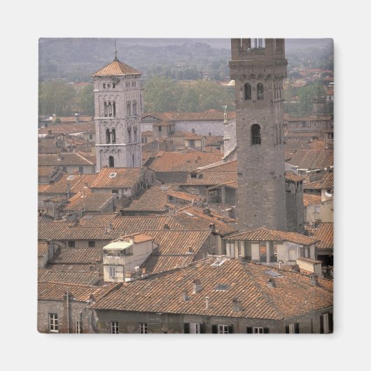 Europa, Italië, Toscane, Lucca, Town panorama Magneet (Voorkant)