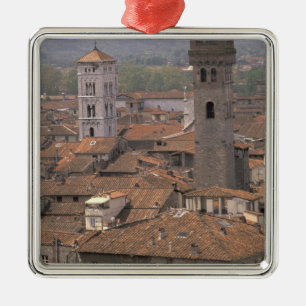 Europa, Italië, Toscane, Lucca, Town panorama Metalen Ornament