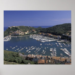Europa, Italië, Toscane, Porto Ercole, Uitzicht op Poster