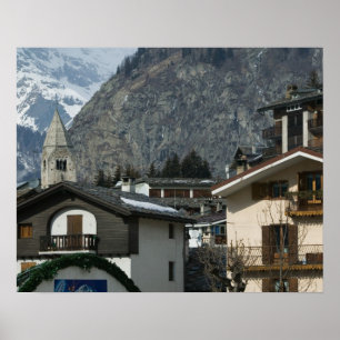 Europa, Italië, Valle d'Aosta, COURMAYEUR: Plaats Poster