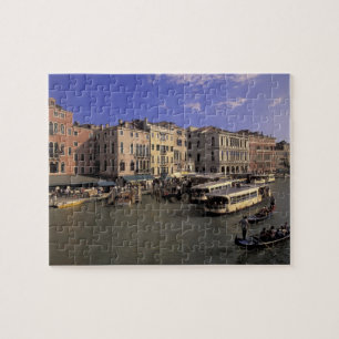 Europa, Italië, Venetië, Botverkeer bij Rialto Legpuzzel