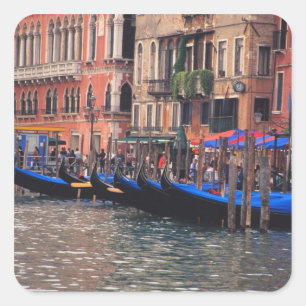 Europa, Italië, Venetië, gondels in kanaal Vierkante Sticker