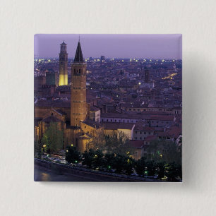 Europa, Italië, Verona, Gezicht vanaf de Castel S. Vierkante Button 5,1 Cm