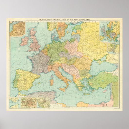  Europa-kaart (1920) Poster (Voorkant)