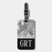 Europa-kaart, Antiek zwarte en witte kaart Bagagelabel (Voorkant verticaal)