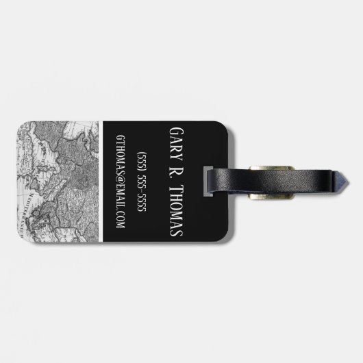 Europa-kaart, Antiek zwarte en witte kaart Bagagelabel (Achterkant horizontaal)