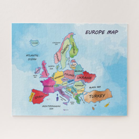 Europa Kaart een kleurenillustratie Legpuzzel (Horizontaal)