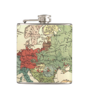 Europa kaart landen Wereld Antiek Heupfles