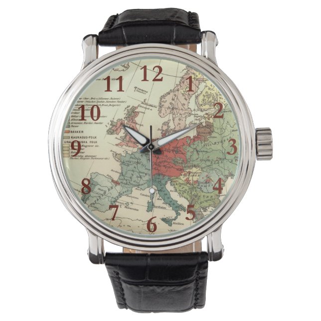Europa kaart landen Wereld Antiek Horloge (Voorkant)