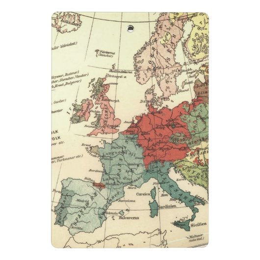 Europa kaart landen Wereld Antiek Mini Klembord (Achterkant)
