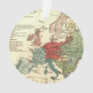 Europa kaart landen Wereld Antiek Ornament
