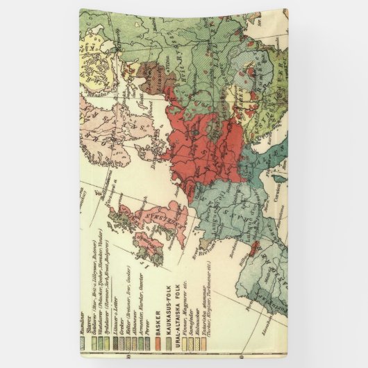 Europa kaart landen Wereld Antiek Spandoek (Verticaal)