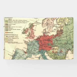 Europa kaart landen Wereld Antiek Spandoek