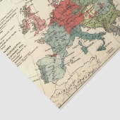 Europa kaart landen Wereld Antiek Tissuepapier (Detail)