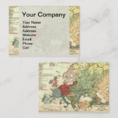 Europa kaart landen Wereld Antiek Visitekaartje (Voorkant / Achterkant)