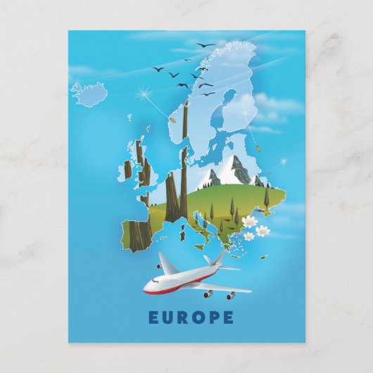 Europa Kaart landschap reisposter (Voorkant)