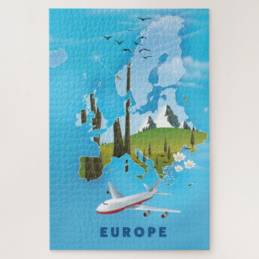 Europa kaart landschap reisposter legpuzzel (Verticaal)