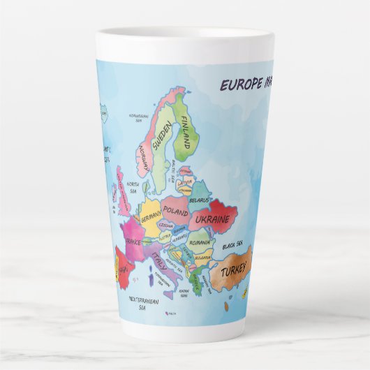 Europa-kaart Latte Mok (Voorkant)