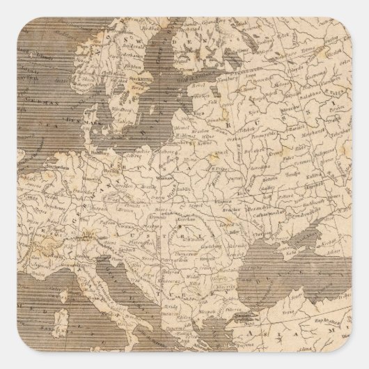 Europa-kaart van Arrowsmith Vierkante Sticker (Voorkant)