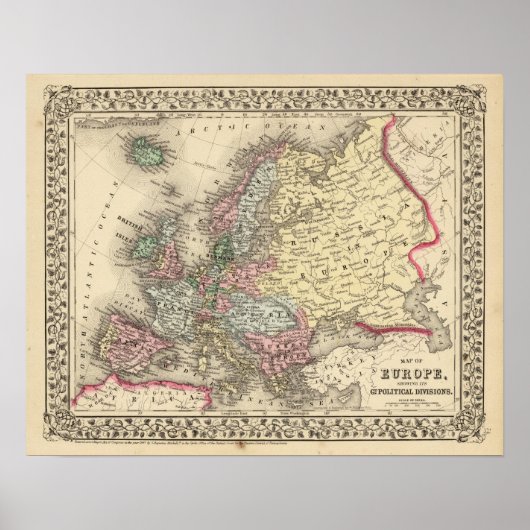 Europa-kaart van Mitchell Poster (Voorkant)