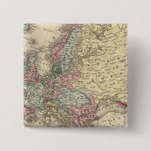 Europa-kaart van Mitchell Vierkante Button 5,1 Cm (Voorkant)