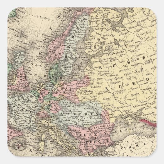 Europa-kaart van Mitchell Vierkante Sticker (Voorkant)