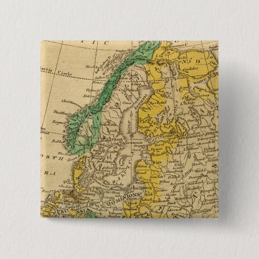Europa-kaart van Worcester Vierkante Button 5,1 Cm (Voorkant)