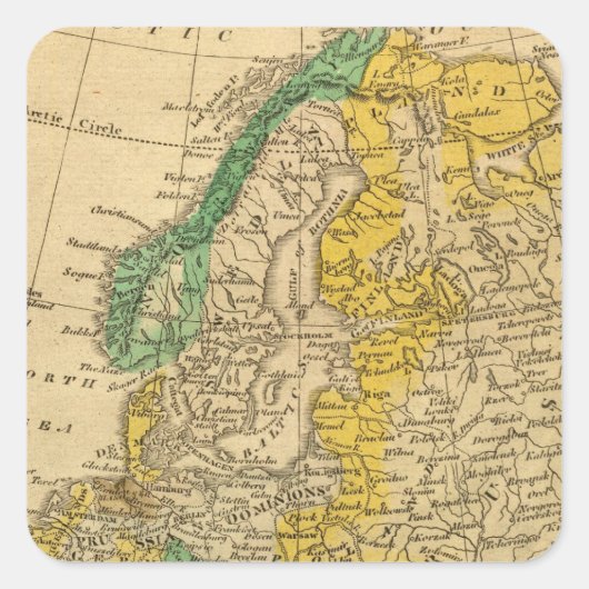 Europa-kaart van Worcester Vierkante Sticker (Voorkant)