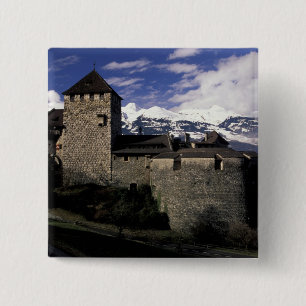Europa, Liechtenstein, Vaduz. Kasteel Vaduz, 2 Vierkante Button 5,1 Cm